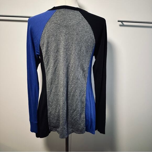 Calvin Klein Size S Sharkbite Hem Tunic Top Blue Grey Stretch Sporty Casual Chic - Picture 11 of 12